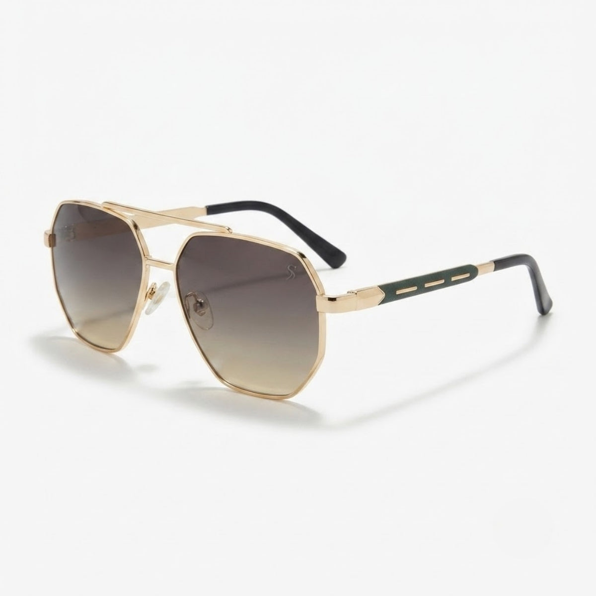 Premium Gold Geometric Metal Frame Gradient Sunglasses