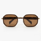 Prada Geometric Brown Gold Frame Sunglasses