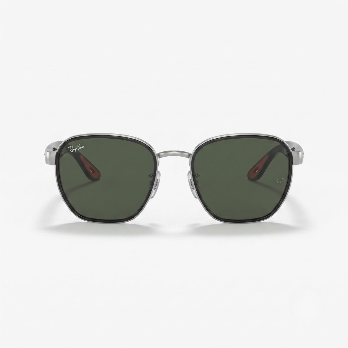 Ray-Ban Square Green Lens Silver Metal Sunglasses