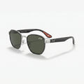 Ray-Ban Square Green Lens Silver Metal Sunglasses