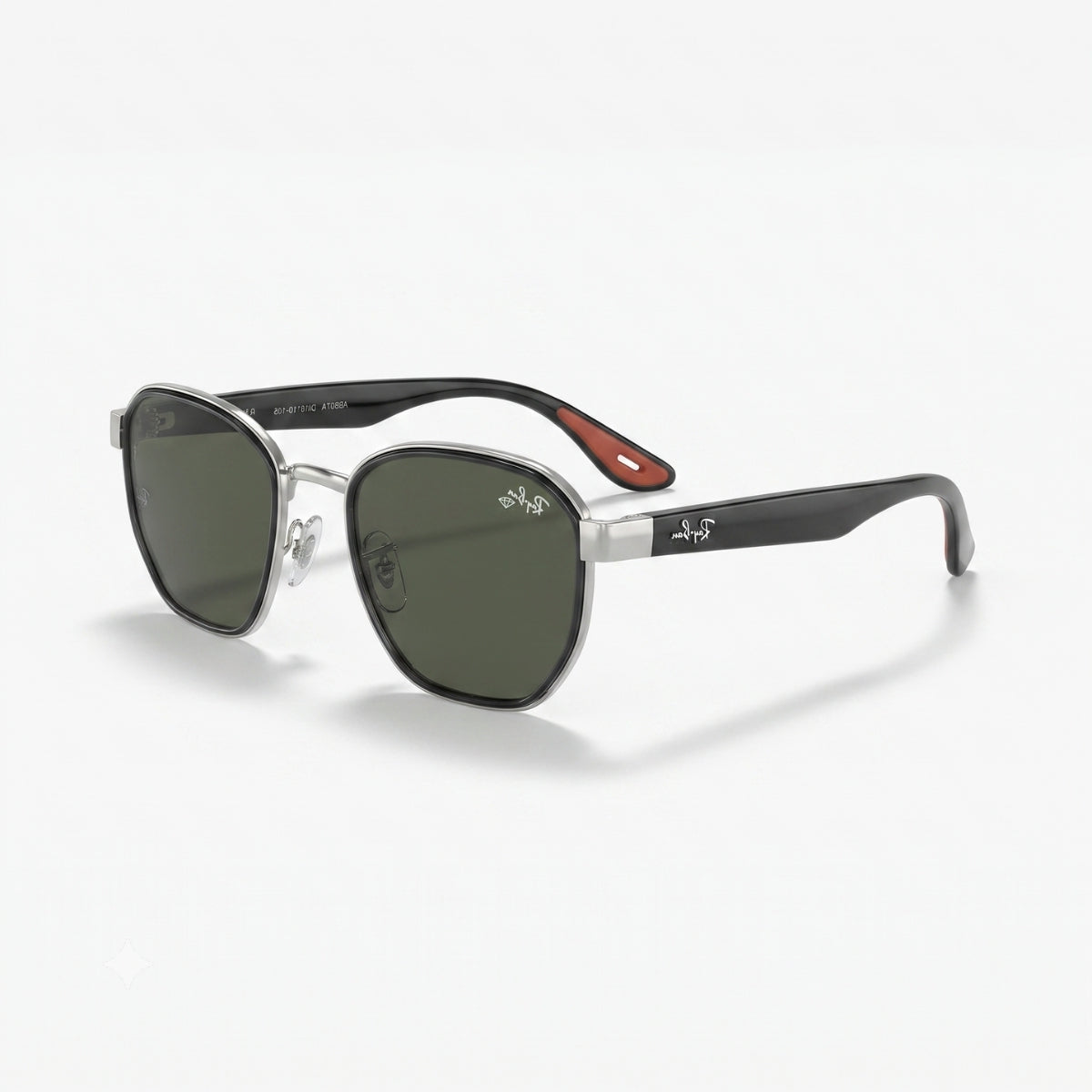 Ray-Ban Square Green Lens Silver Metal Sunglasses