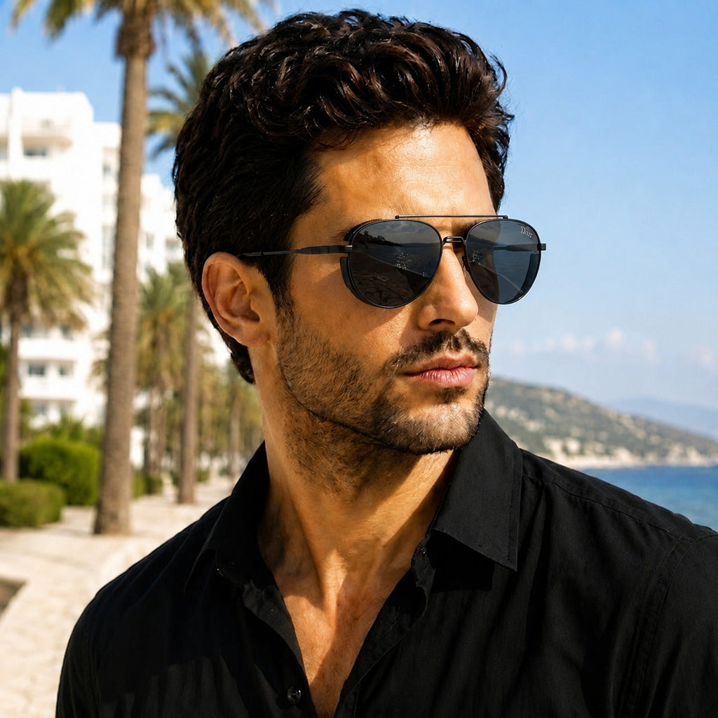 Dior Black Aviator Smoke Lens Metal Sunglasses
