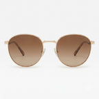 Prada Round Brown Gradient Gold Metal Sunglasses