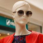 Prada Round Brown Gradient Gold Metal Sunglasses