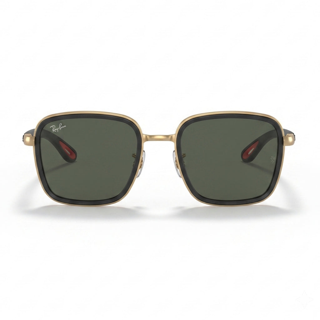 Ray-Ban Square Green Lens Gold Black Sunglasses