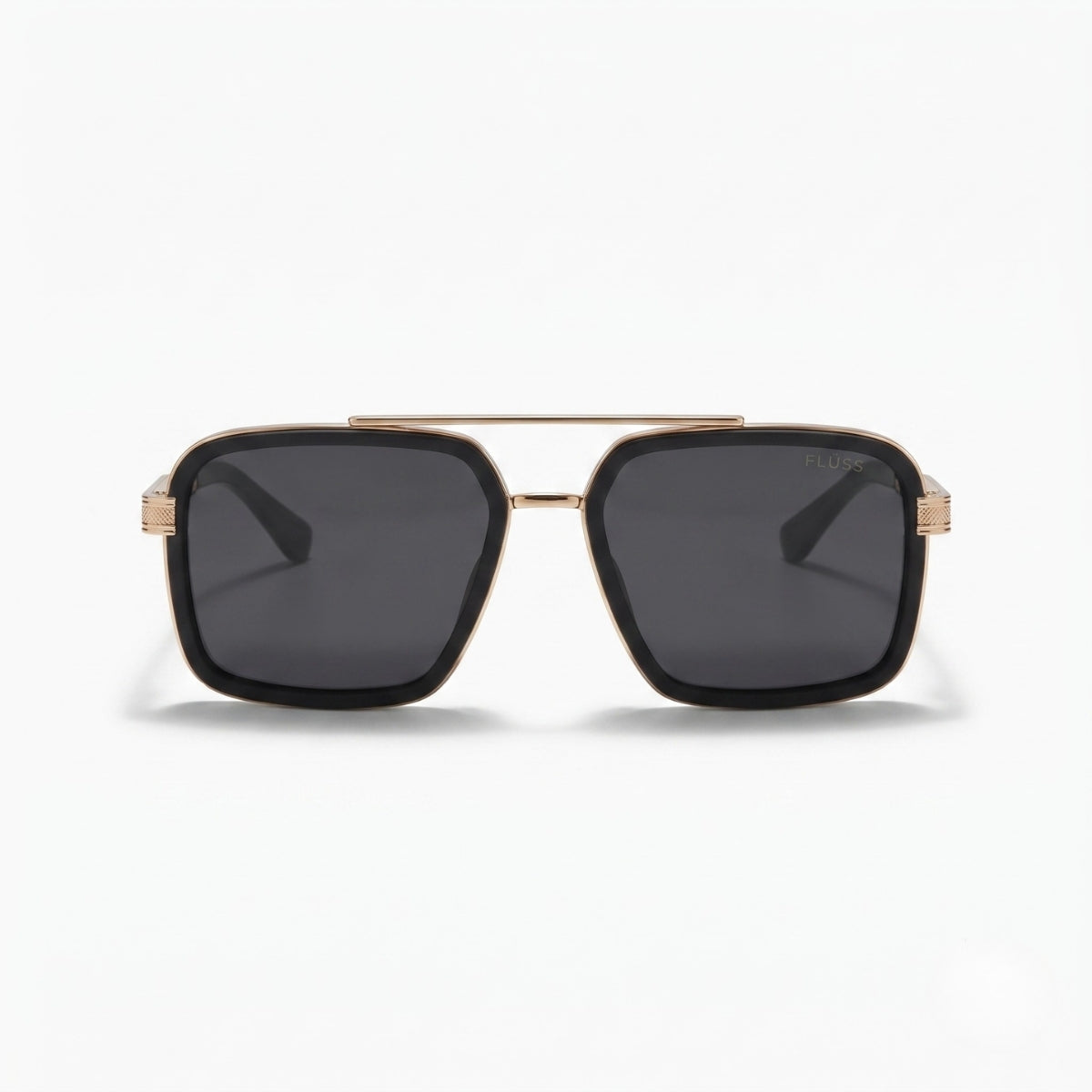 Luxury Square Aviator Black Lens Gold Sunglasses