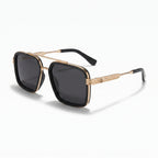 Luxury Square Aviator Black Lens Gold Sunglasses