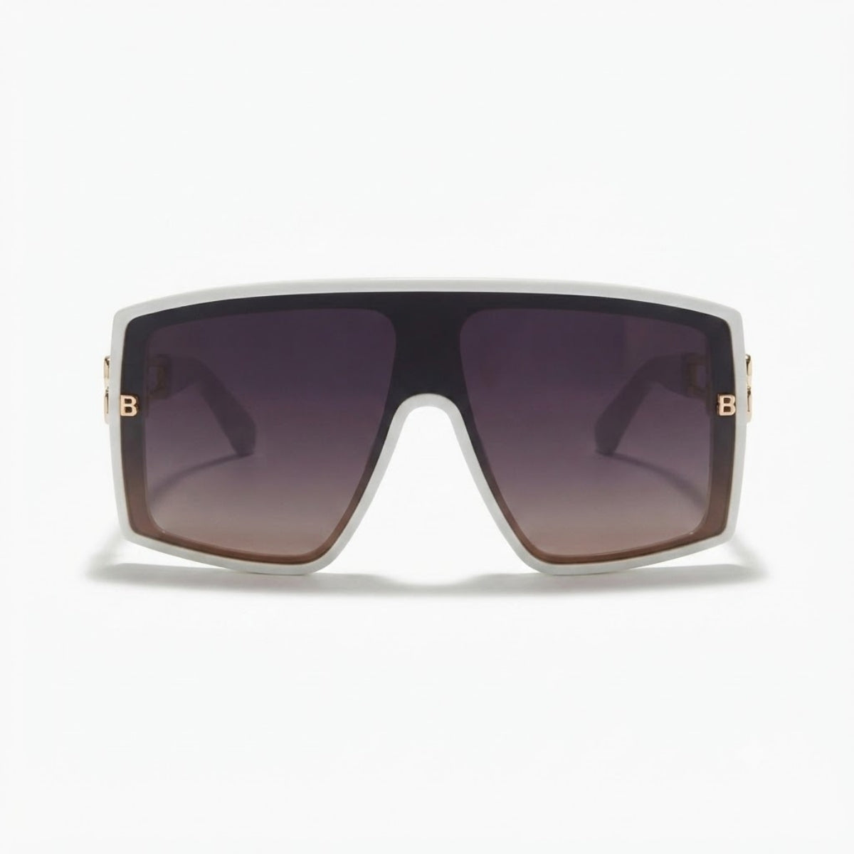 Oversized Square Purple Gradient White Shield Sunglasses