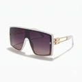 Oversized Square Purple Gradient White Shield Sunglasses