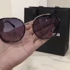 Women's Geometric Purple Gradient Sunglasses Metal Frame